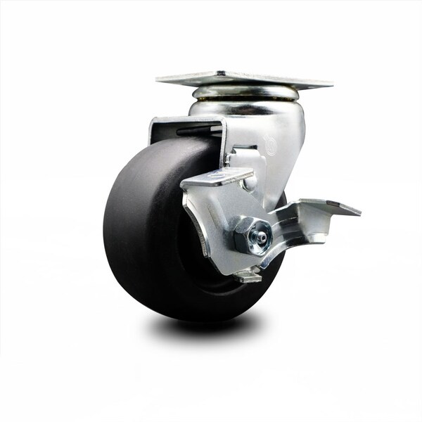 4 Inch Polyolefin Swivel Caster with Roller Bearing and Brake SCC
